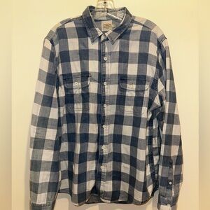 Used Faherty Blue & White Buffalo Check Button Down Shirt